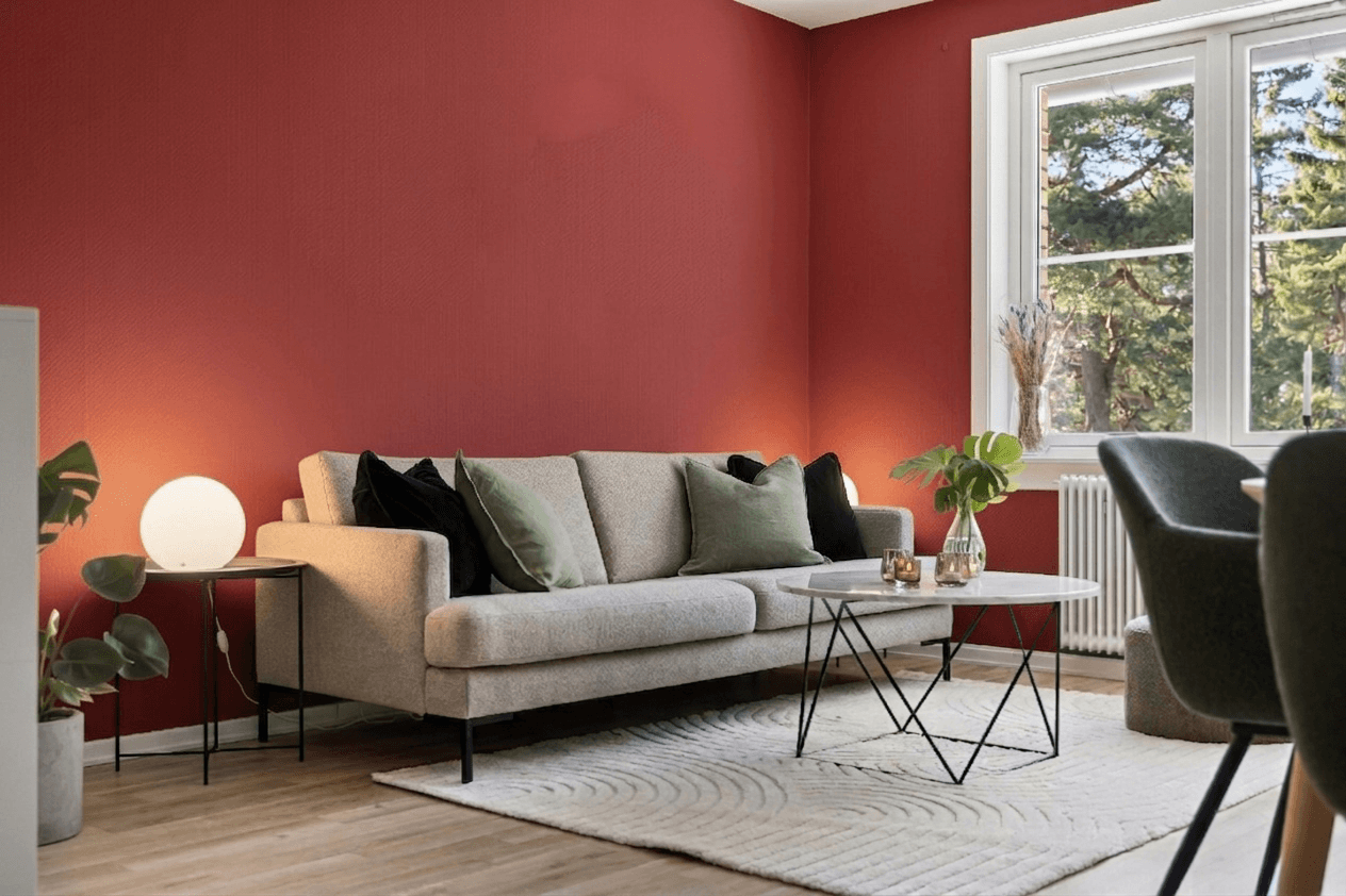 Red living room